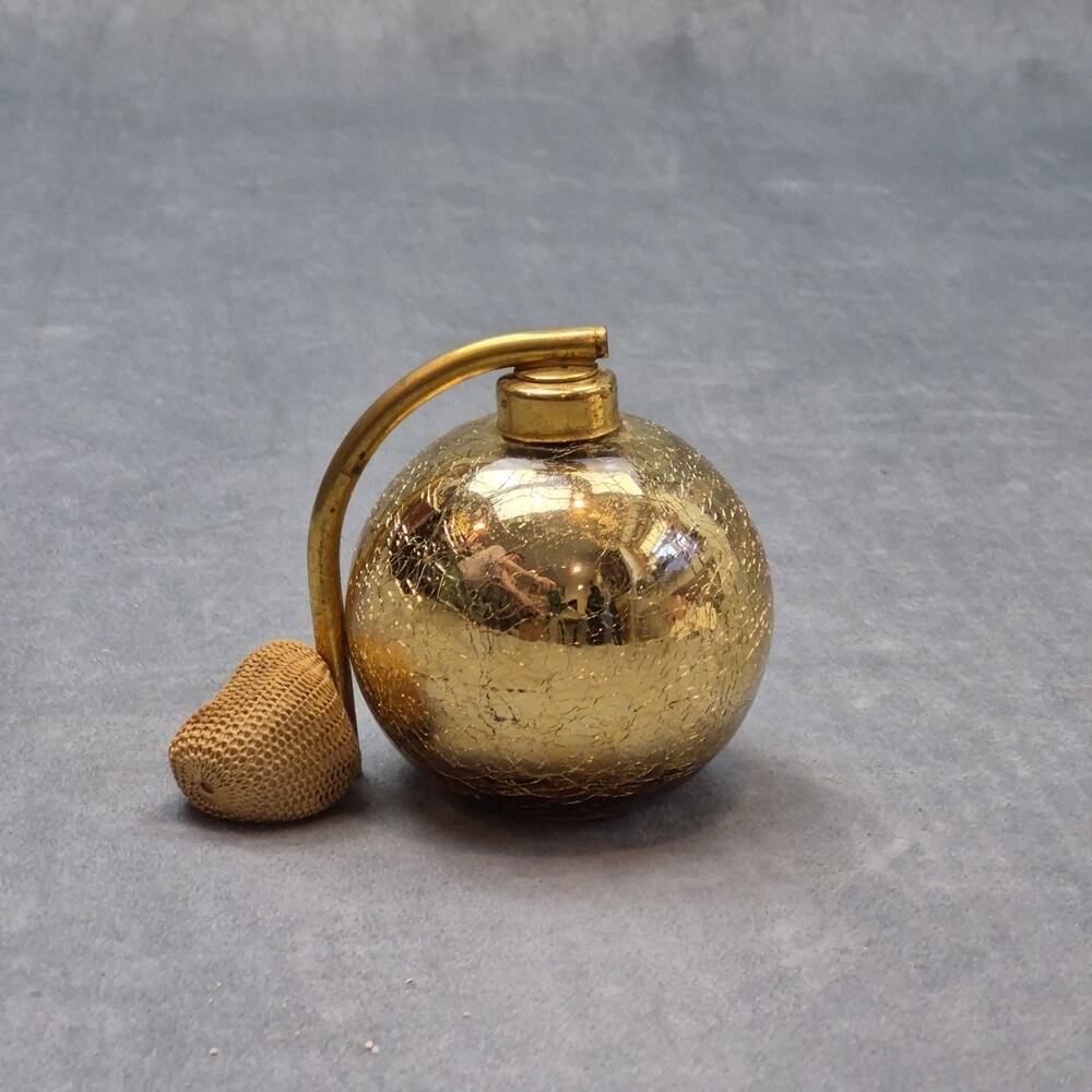 Vintage DeVilbiss Glass Gold Crackle Perfume Atomizer Bottle Spray CS300-85